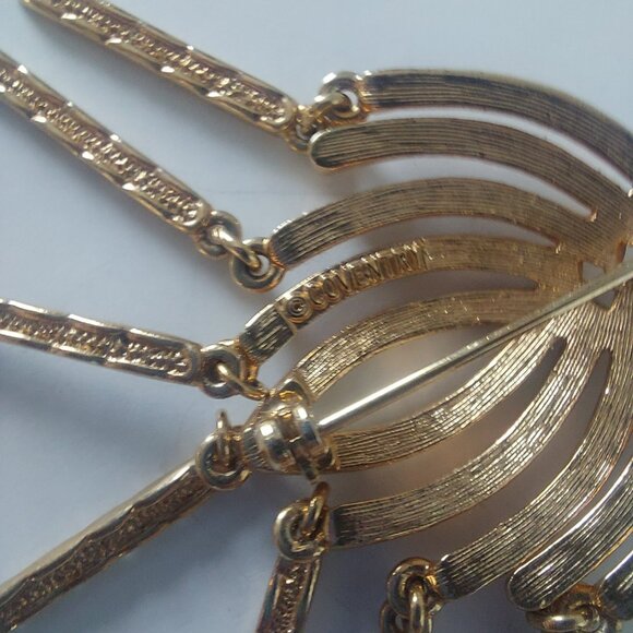 Sarah Coventry Brooch Vintage Mid Century Modern Gold Tone Articulated Sunburst - Picture 9 of 14